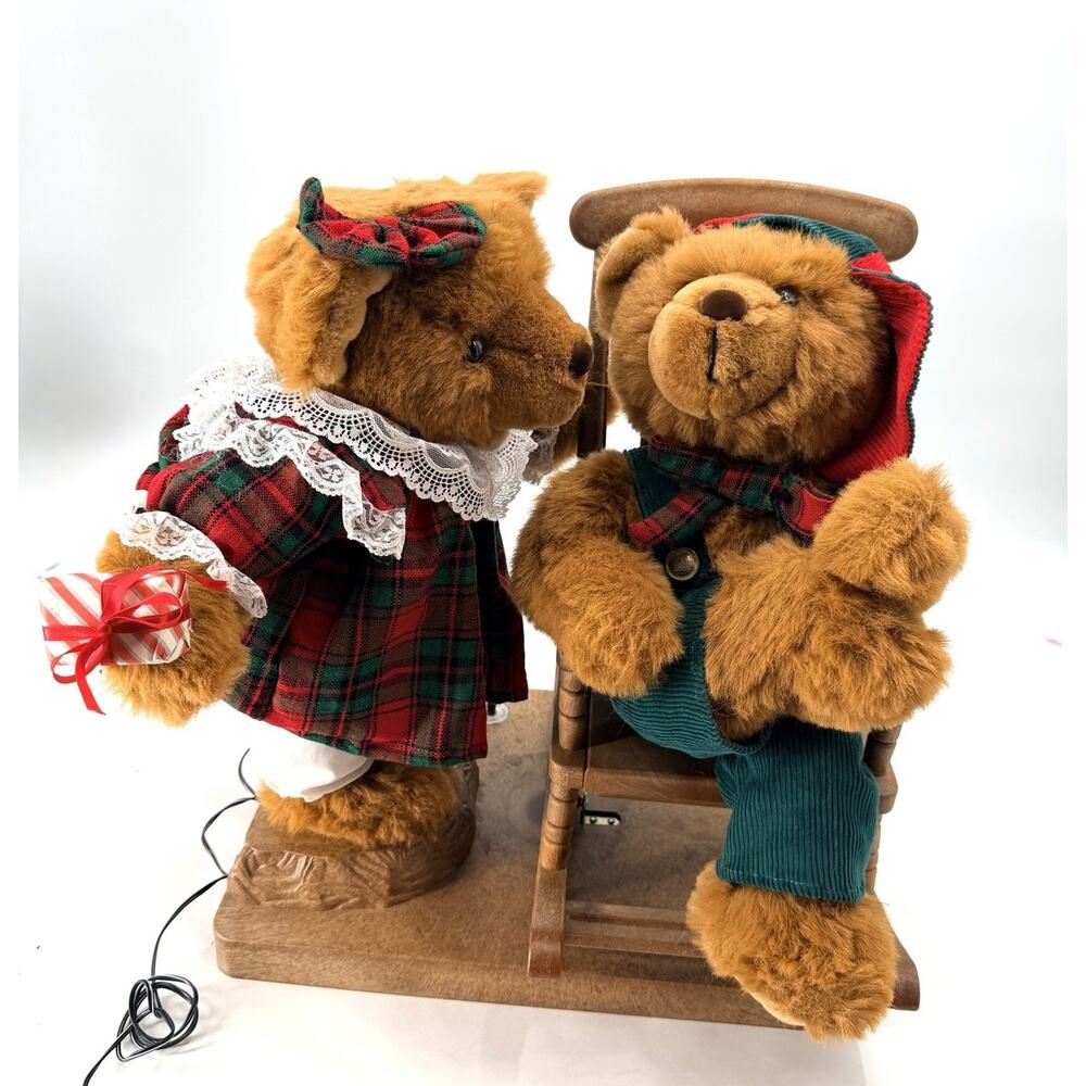 Vintage 90s Santa's Best 19" Animated Christmas Cubby Bears